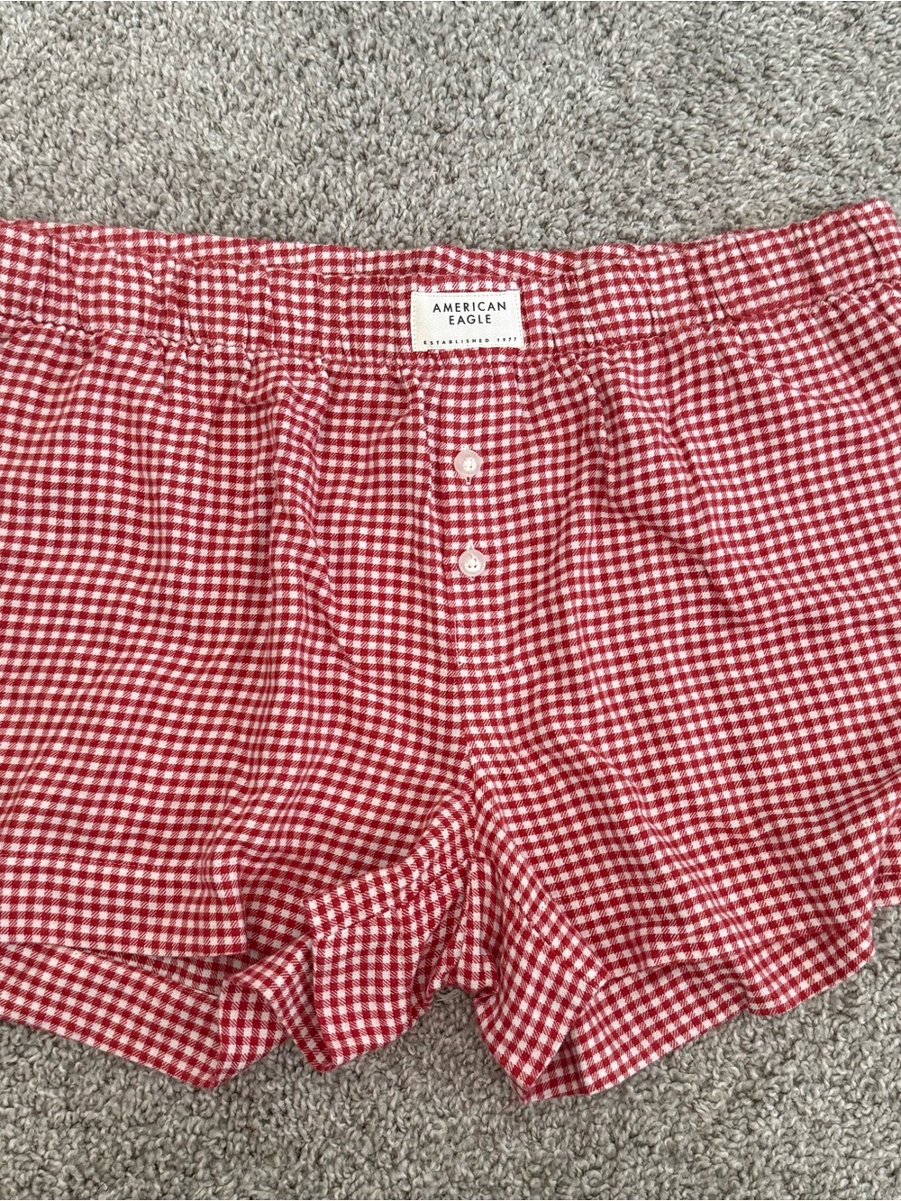 American Eagle Gingham Sleep Shorts - Red & Brown Set NWT - Picture 2 of 4